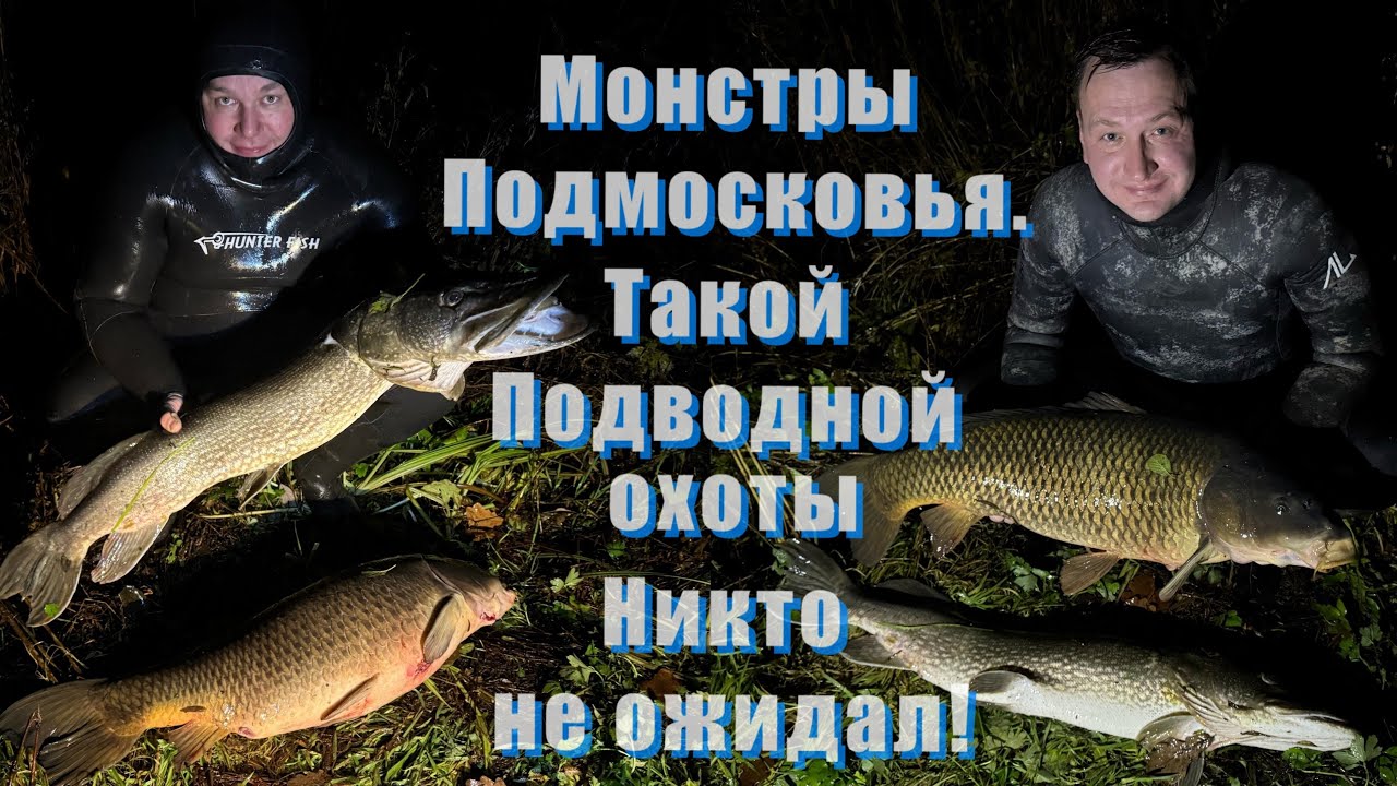 Трофейная подводная охота. Ночные монстры Подмосковья! Царство щуки на секретном водоеме. 
