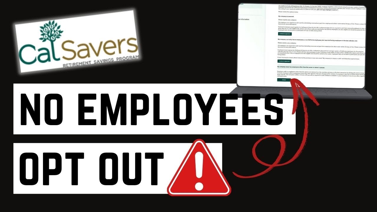 Как отказаться от участия в программе Calsavers, если в вашем бизнесе нет сотрудников.