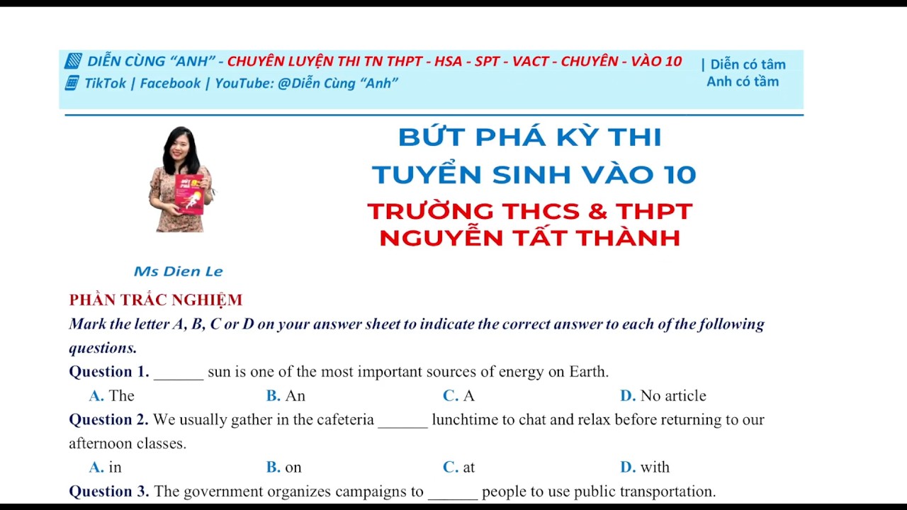 🔥 LUYỆN THI VÀO LỚP 10: CHỮA ĐỀ CHÍNH THỨC TRƯỜNG NGUYỄN TẤT THÀNH NĂM 2025 (P1)