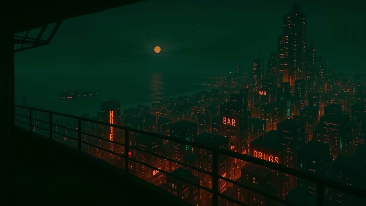 NEON COASTLINE | Moon Over Sin City - Dark Ambient 4K