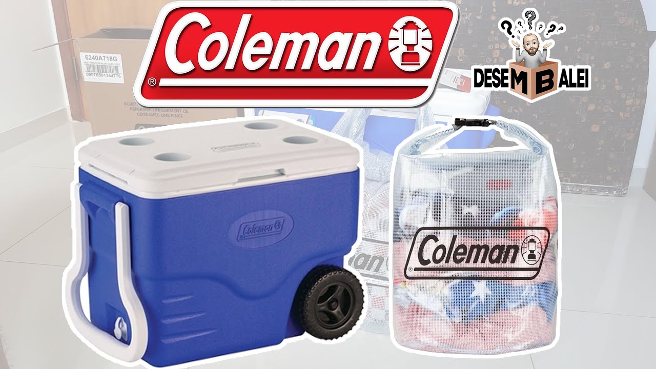 CAIXA TÉRMICA COLEMAN COM RODA 38L  E SACO ESTANQUE COLEMAN MÉDIO