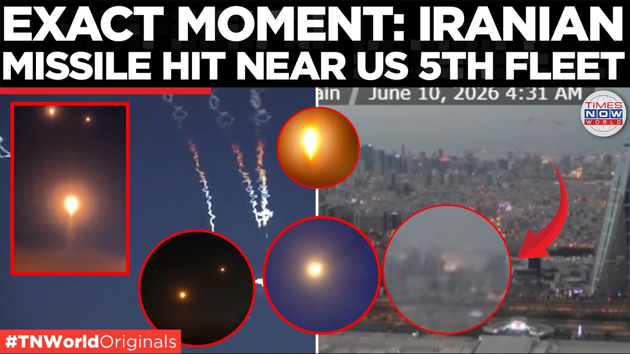 CAUGHT ON CAM: Exact Moment of Iranian missiles strike near US Fifth Fleet base in Bahrain | Iran