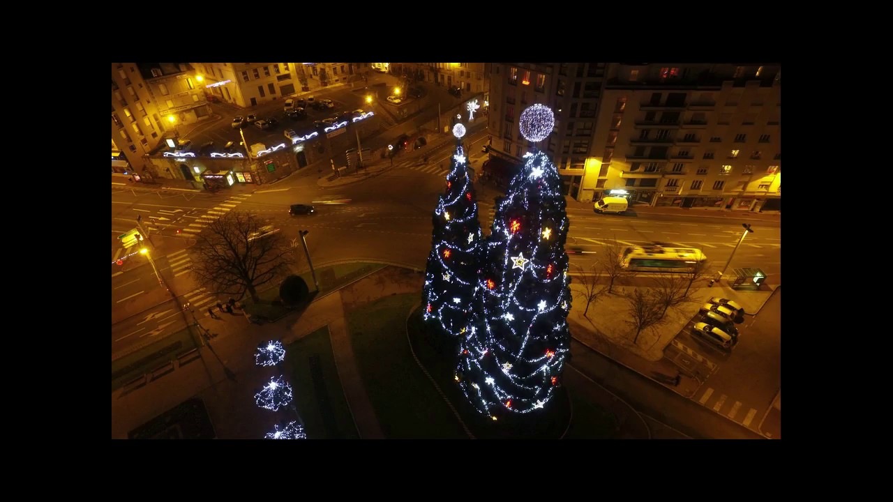 Limoges vue du ciel filmée la nuit de noël par un drone