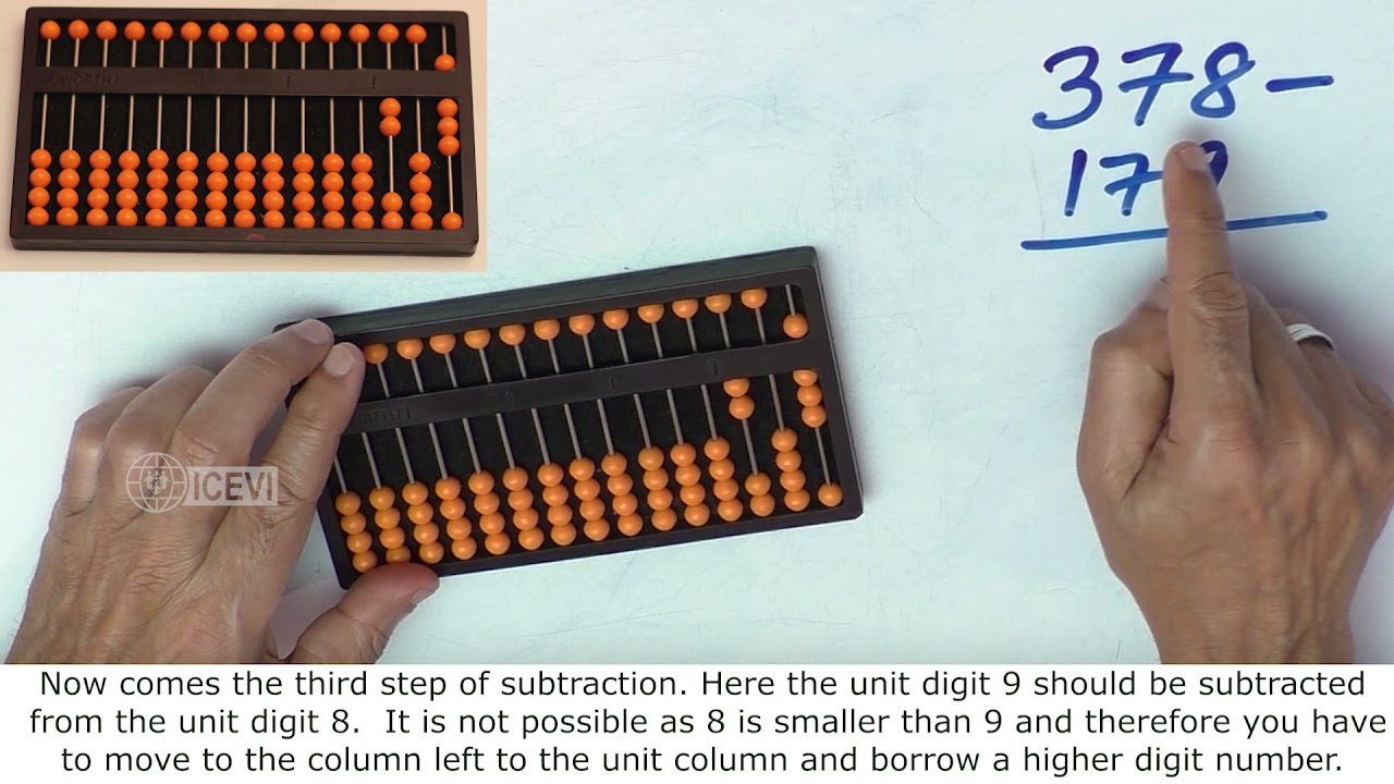 #31 Abacus Subtraction &ndash; Example:  378  - 179