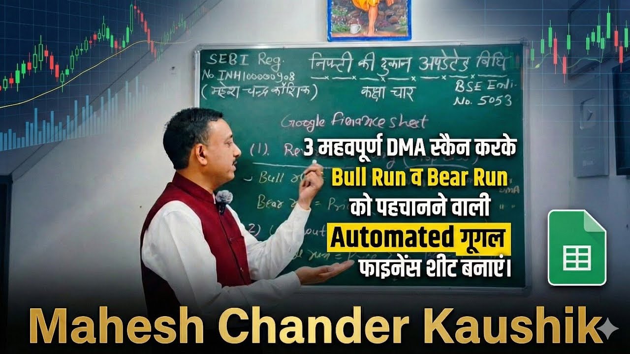 3 महत्वपूर्ण DMA स्कैन करके Bull Run व Bear Run को पहचानने वाली Automated गूगल फाइनेंस शीट बनाएं 