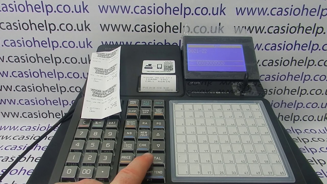 How To Activate Receipt Header Message On The Casio SR-C4500 Cash Register