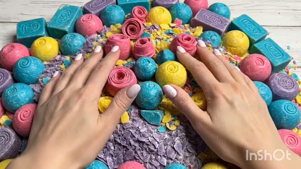 Relaxing asmr many soap crushing