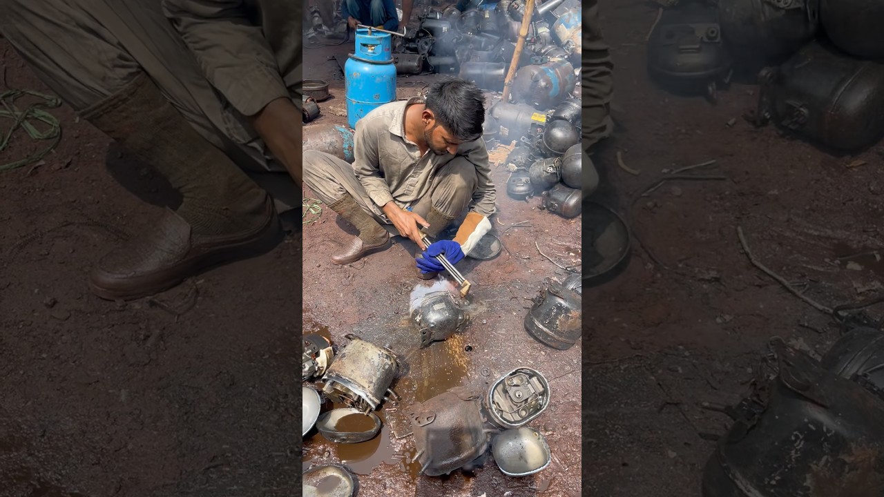 The process of removing copper from an AC compressor #viral #shortsfeed #process