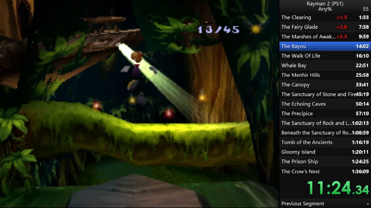 Rayman 2 The Great Escape PS1 Any% Speedrun - would be 1:25:41 (EMULATOR FROZE)