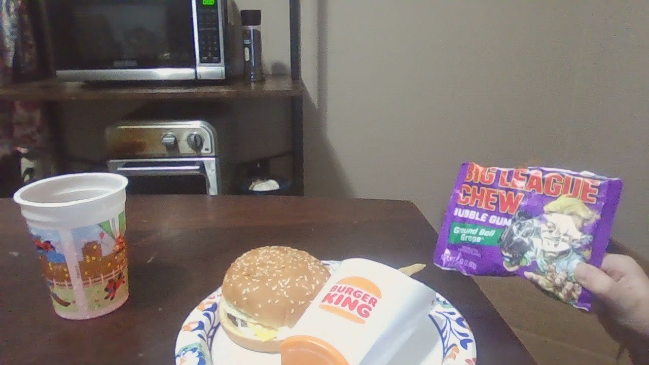 burger,fries,orange crush, and gum (burger king) 