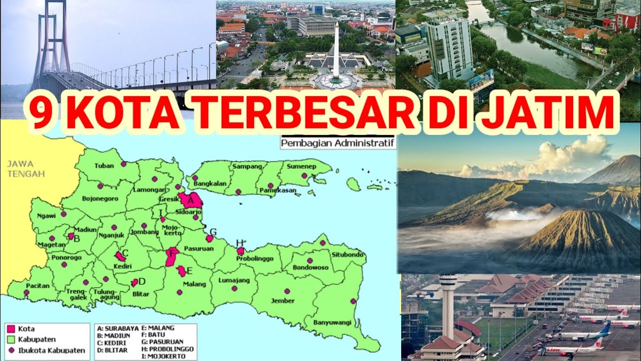 9 KOTA TERBESAR DI PROVINSI JAWA TIMUR MENURUT JUMLAH PENDUDUK