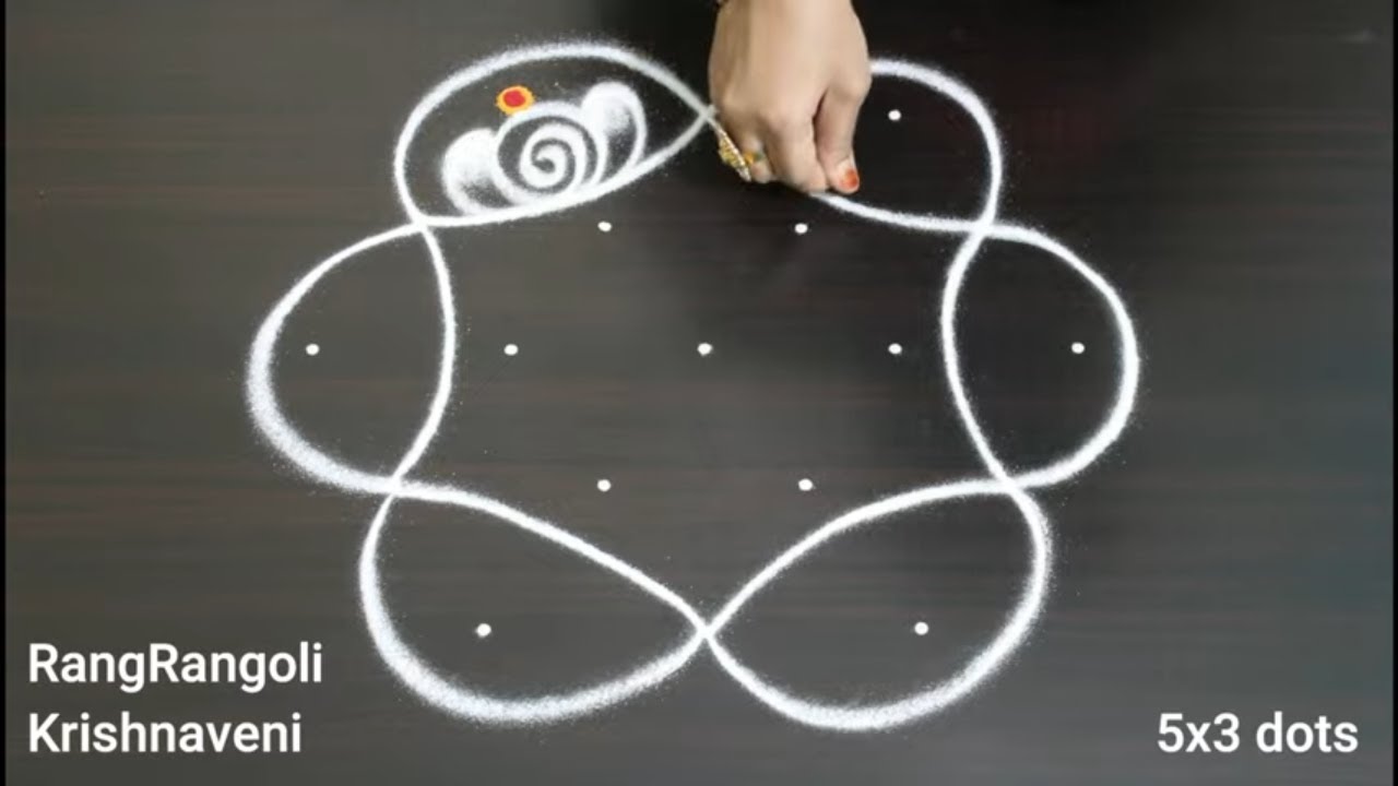 Dussehra Rangoli Designs🌺5x3 dots Dasara Muggulu🌺Festival Kolam🌺RangRangoli Krishnaveni
