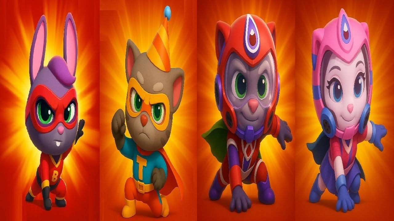 Talking Tom Hero Dash SUPER BECCA VS BIRTH DAY TOM  SUPER TOM  SUPER ANGELA New outfit Unlocked
