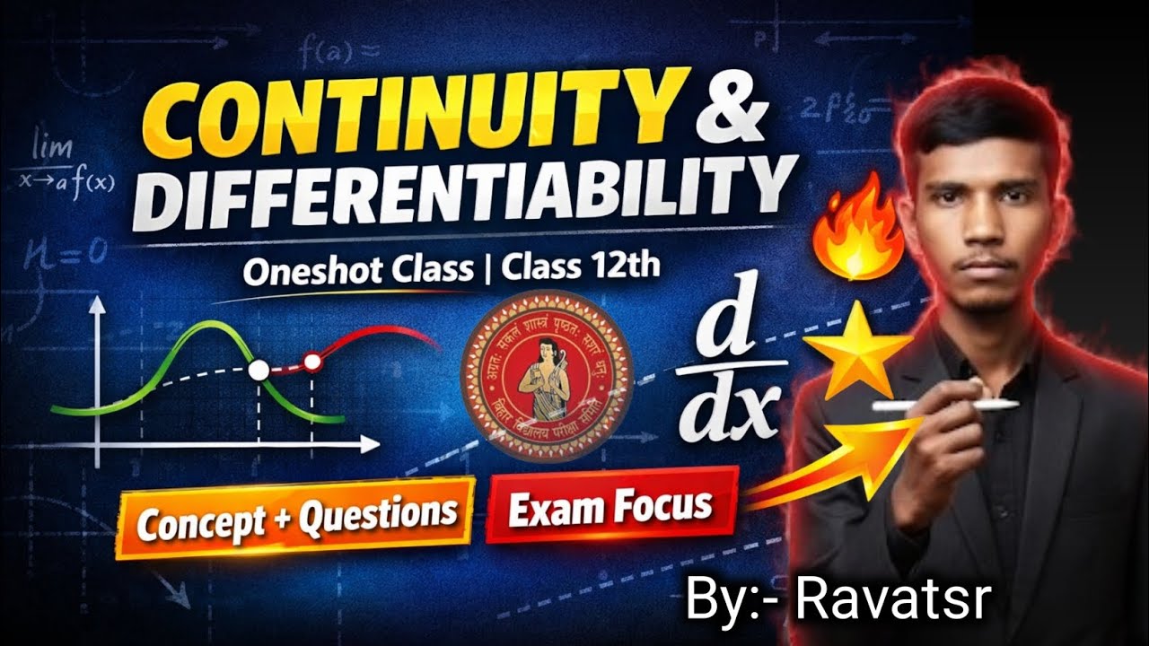 Continuity and Differentiability  Explained | Quick Revision |Oneshot class| #biharboard2026 
