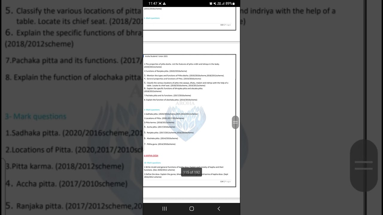 First year bams question bank 2