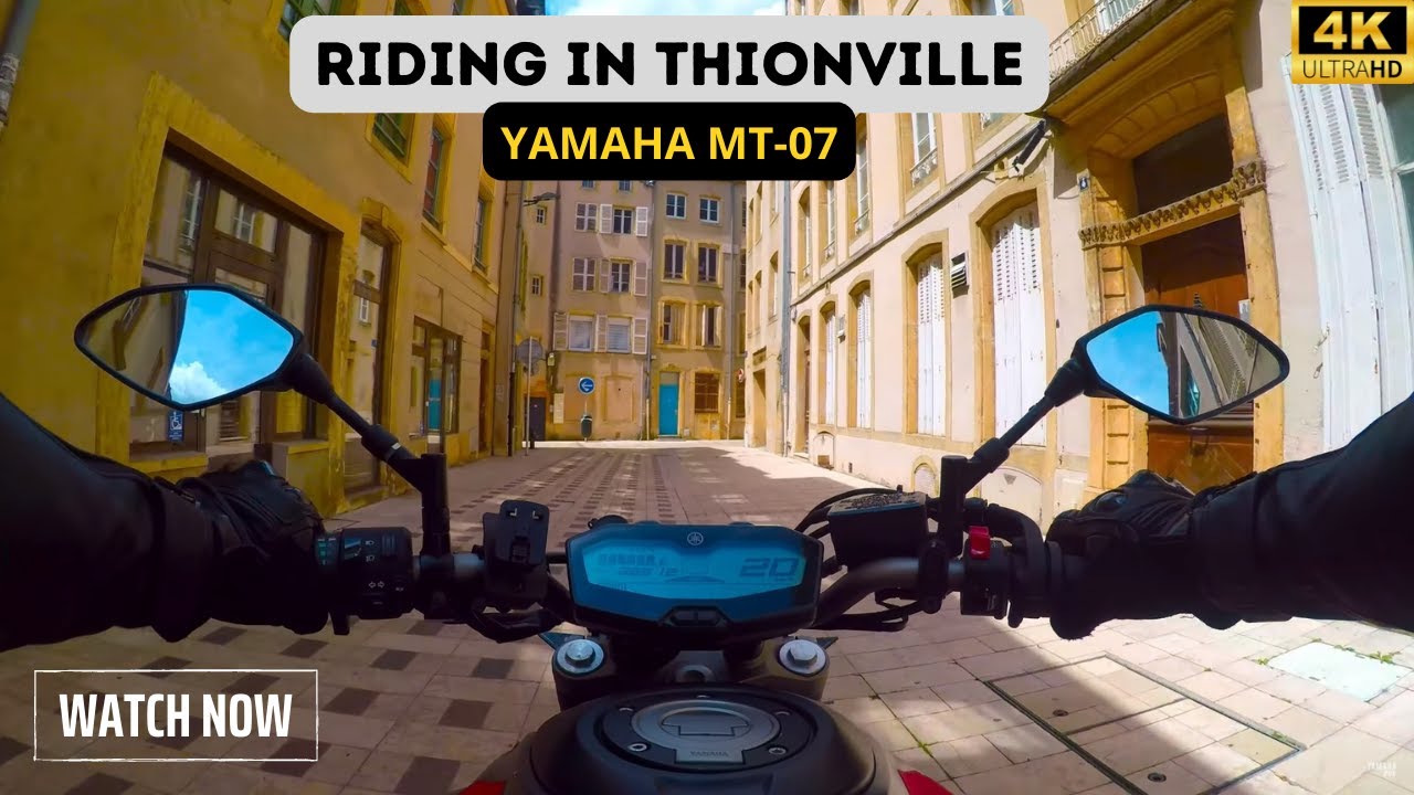 Riding my Yamaha MT-07 in Thionville, France [4K]