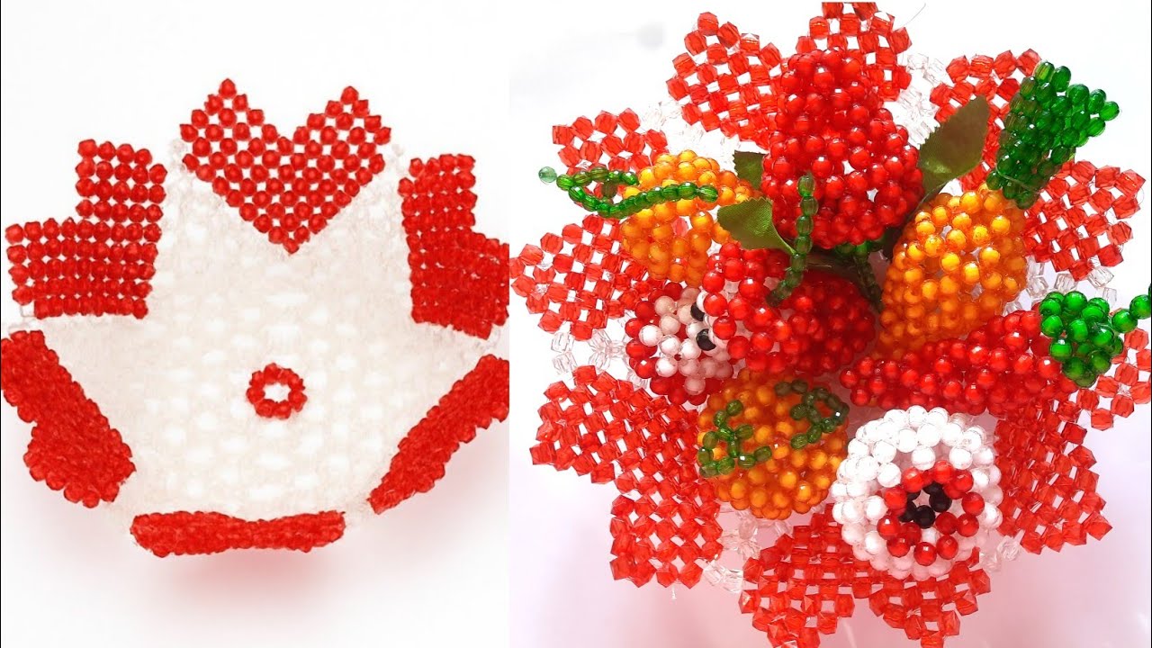 পুতির ফলের ঝুড়ি/How to make beaded fruits basket/hand made fruit basket/পুতি দিয়ে ফলের জুড়ি বানানো