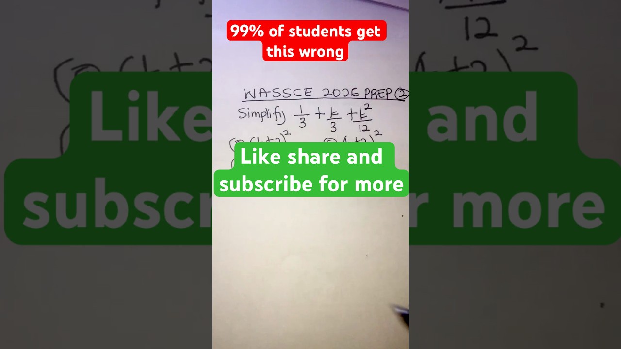 99% of Students Fail this Question | WASSCE 2026 Core Maths Prep 2 | WAEC