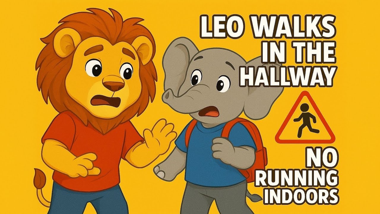 Leo Walks in the Hallway – No Running Indoors | School Safety for Kids
