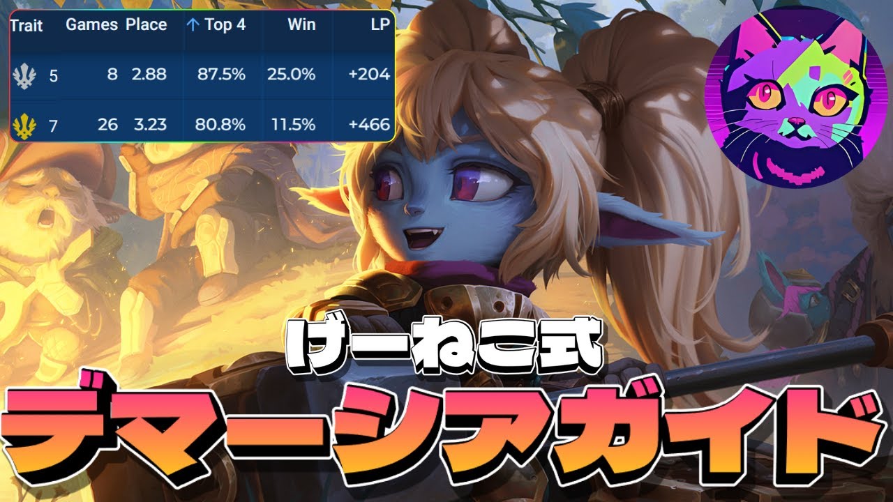 【上位率80%】序盤にデマーシアを出さない！？げーねこ式デマーシアガイド【TFT  SET16 実況解説】