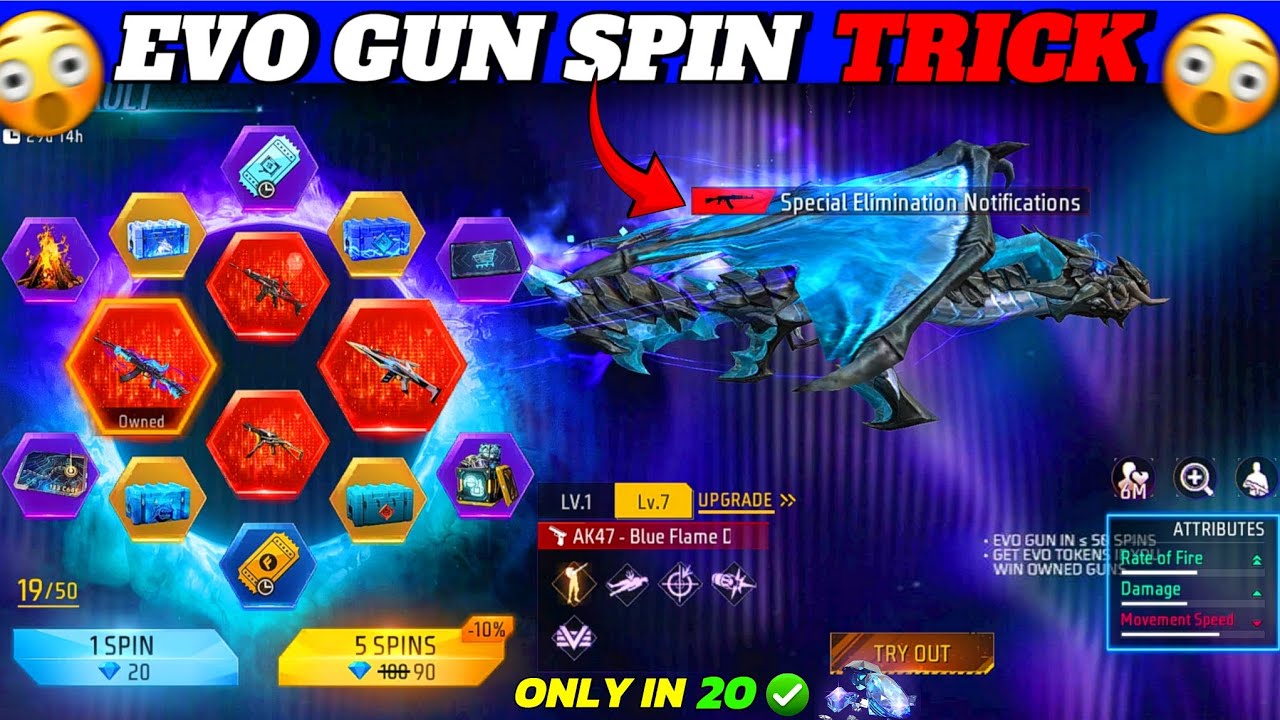 NEW EVO VAULT SPIN TRICK 🤯|| EVO DRACO AK47 ONLY IN 1 SPIN 💎|| Evo Gun Spin Trick 100% Working 💯🤩