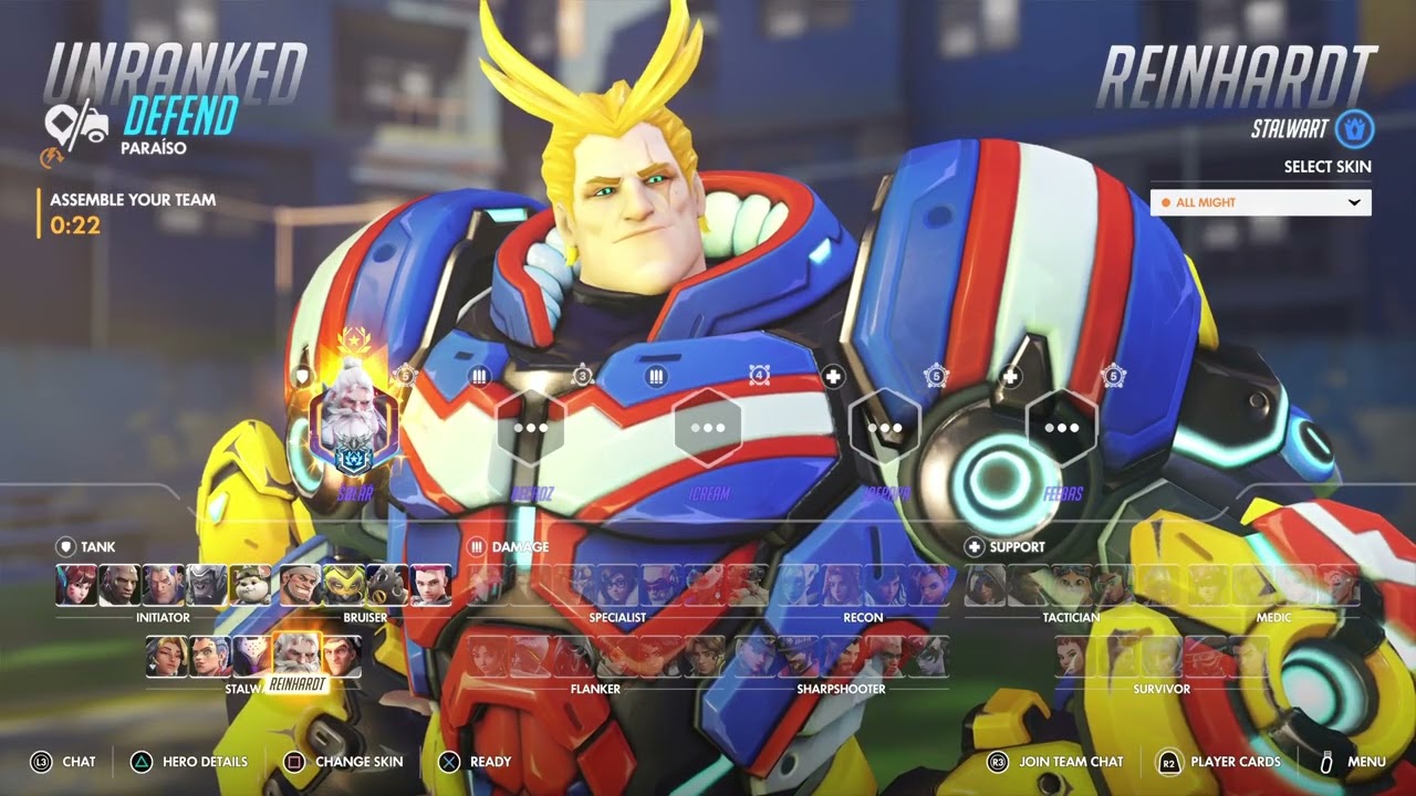Reinhardt  ALL MIGHT collab skin win 2 games in a row