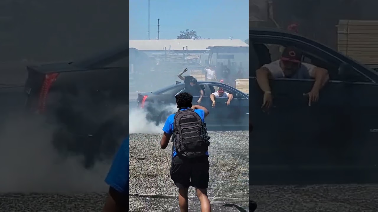 manual cadillac cts v2 swinging at legal donut pit in stockton #sideshow #drift #musclecar #viral