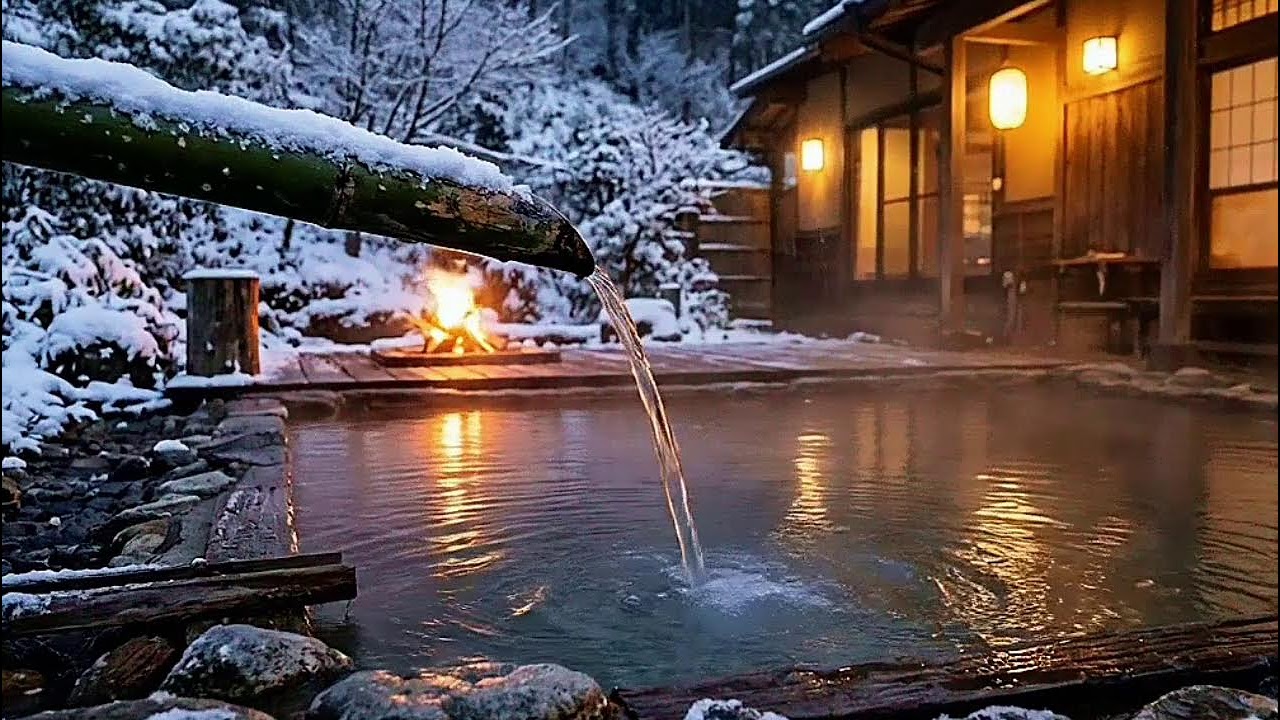 Frozen Forest, Warm Waters: A Japanese Onsen Dream ❄️♨️🌌