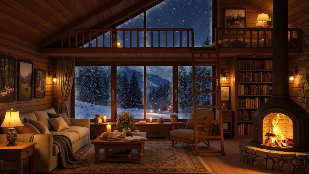 Rainy Night Jazz | Cozy Cabin Ambience with Relaxing Jazz, Rain & Fireplace Sounds for Sleep, Unwind