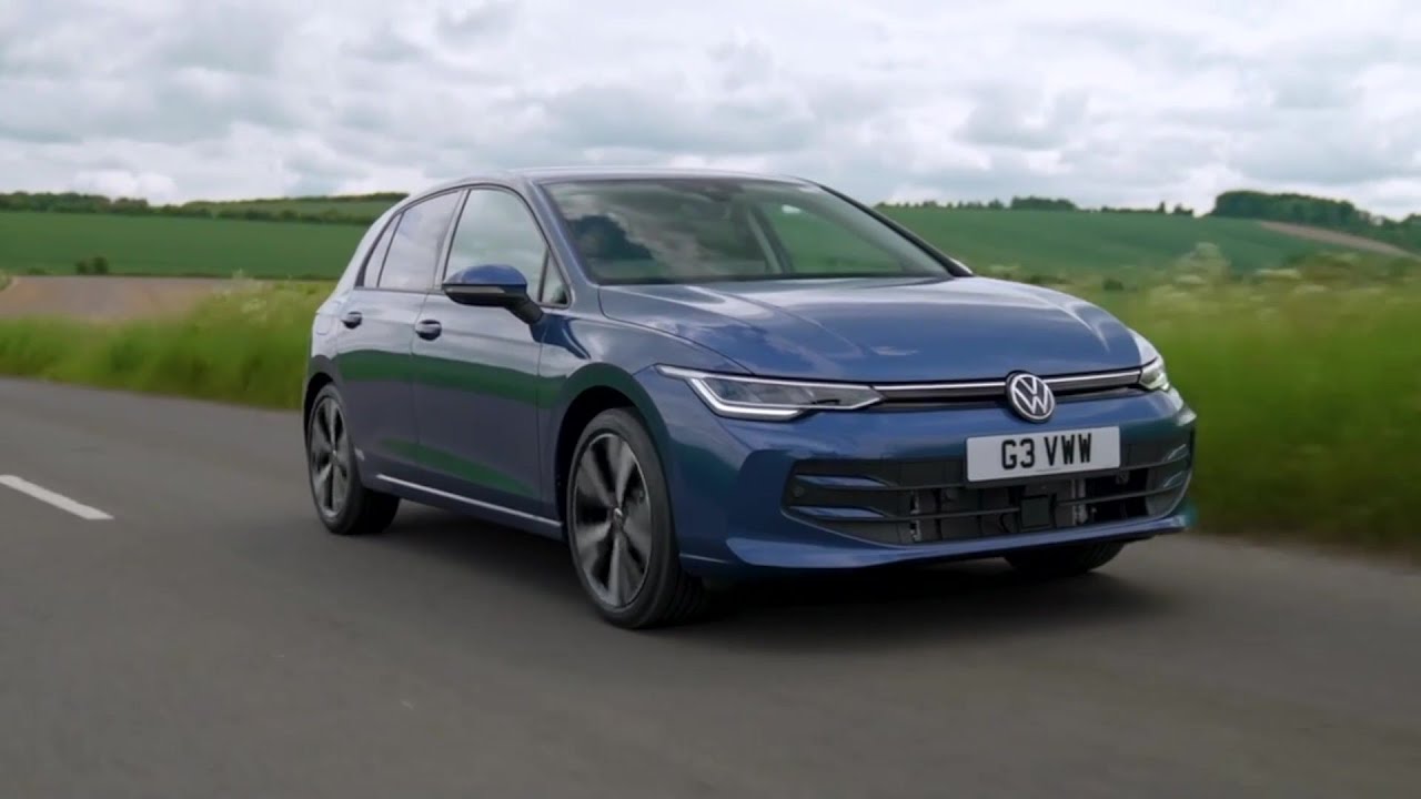 The new Volkswagen Golf Hatch Match 1 5 eTSI 150PS in Anemone Blue Driving VIdeo