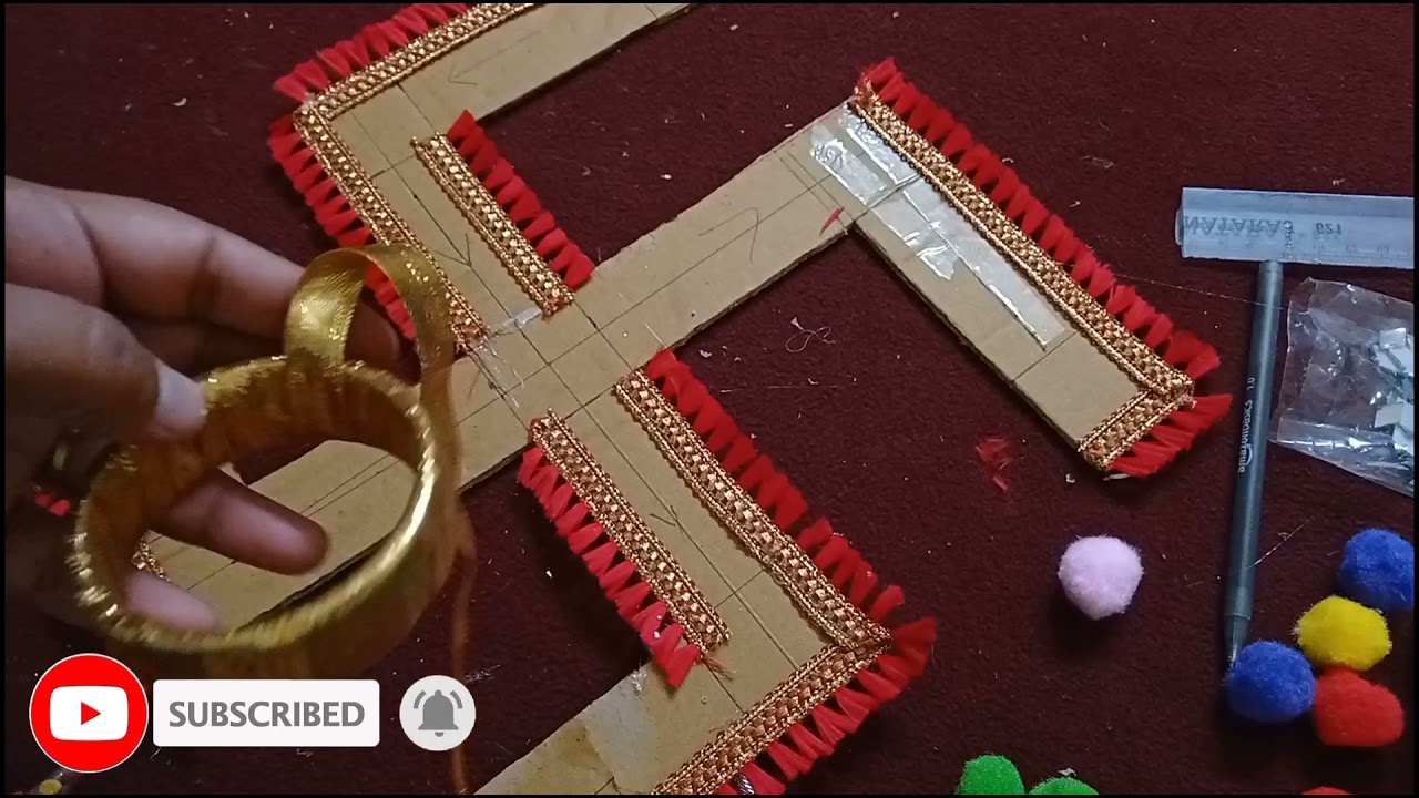How to Make Rangoli Mat with Cardboard | Cardboard Rangoli | Cardboard Rangoli Making