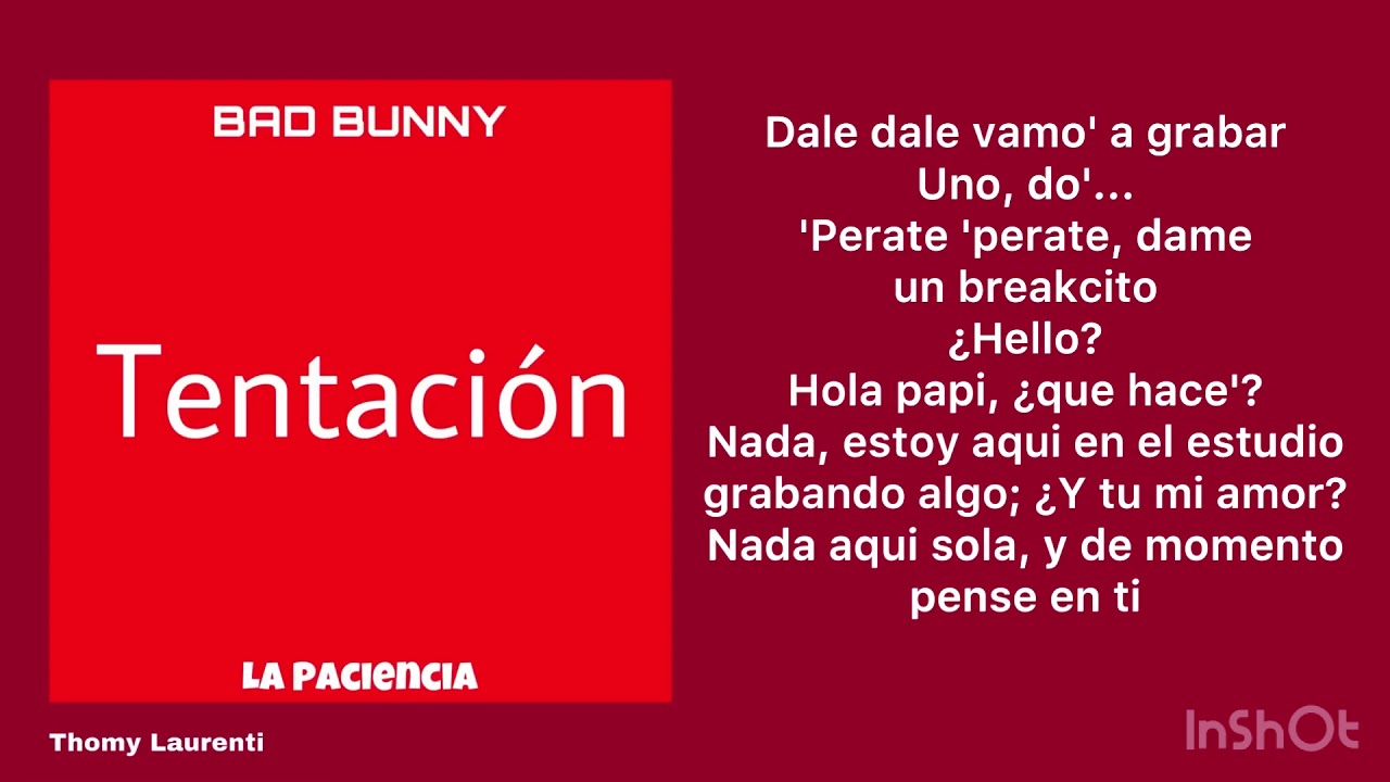 BAD BUNNY - TENTACIÓN (LETRA)