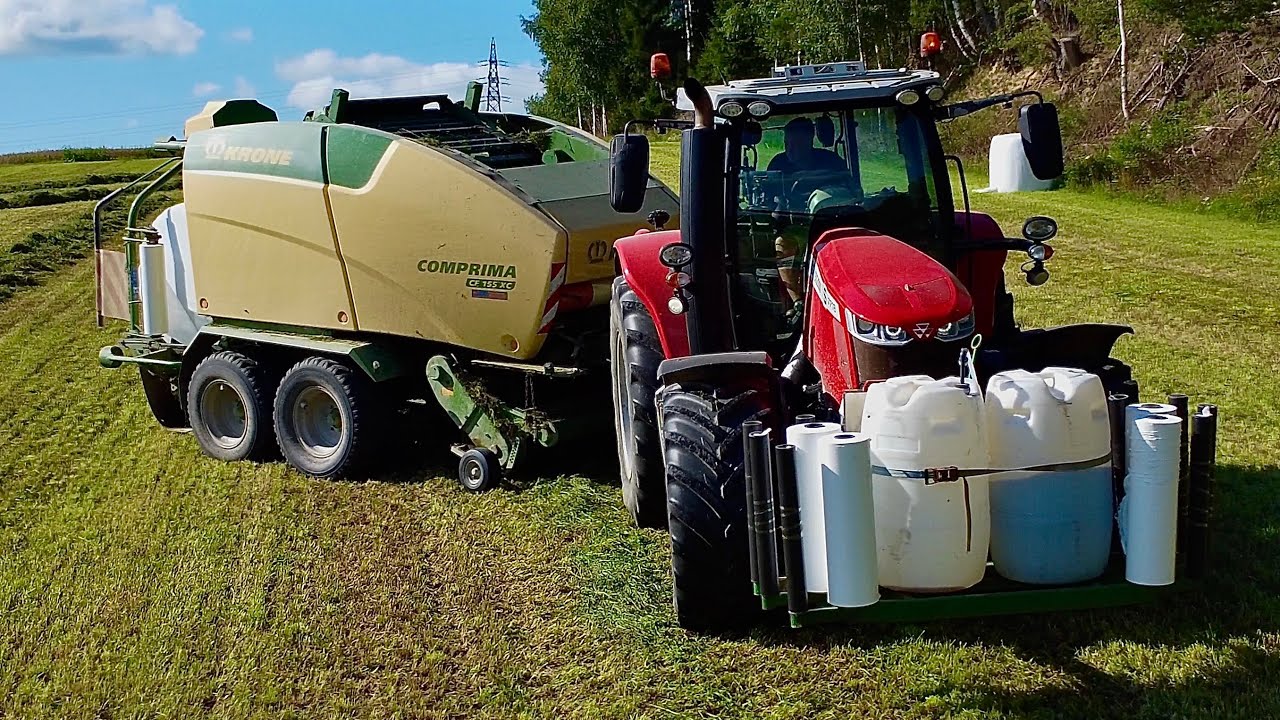 Massey Ferguson 7718 with Krone Comprima CF 155 XC