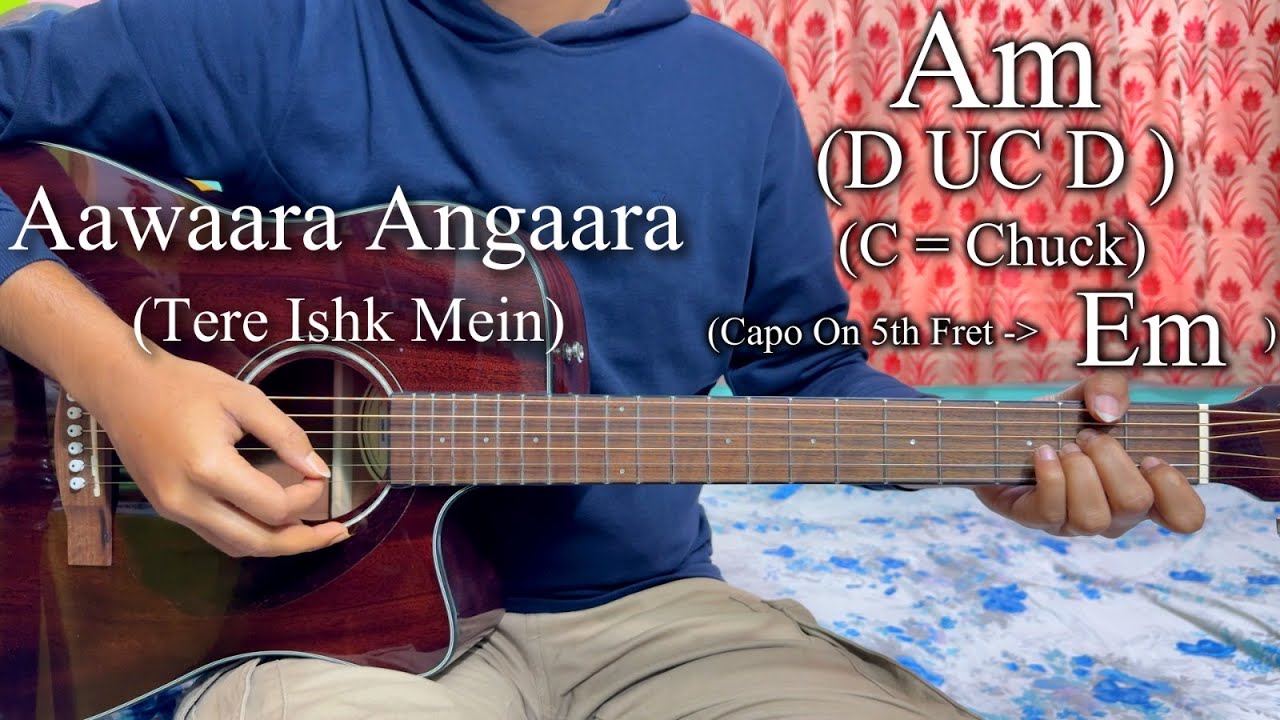 Aawaara Angaara | Tere Ishk Mein | A.R. Rahman | Easy Guitar Chords Lesson+Cover, Strumming Pattern.