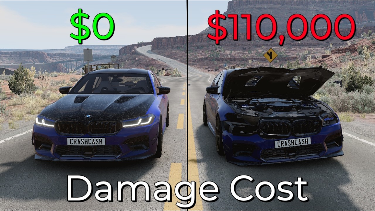 Realistic Crashes BeamNG Drive Damage Cost BMW M5 F90 | Epic Wallet Survival