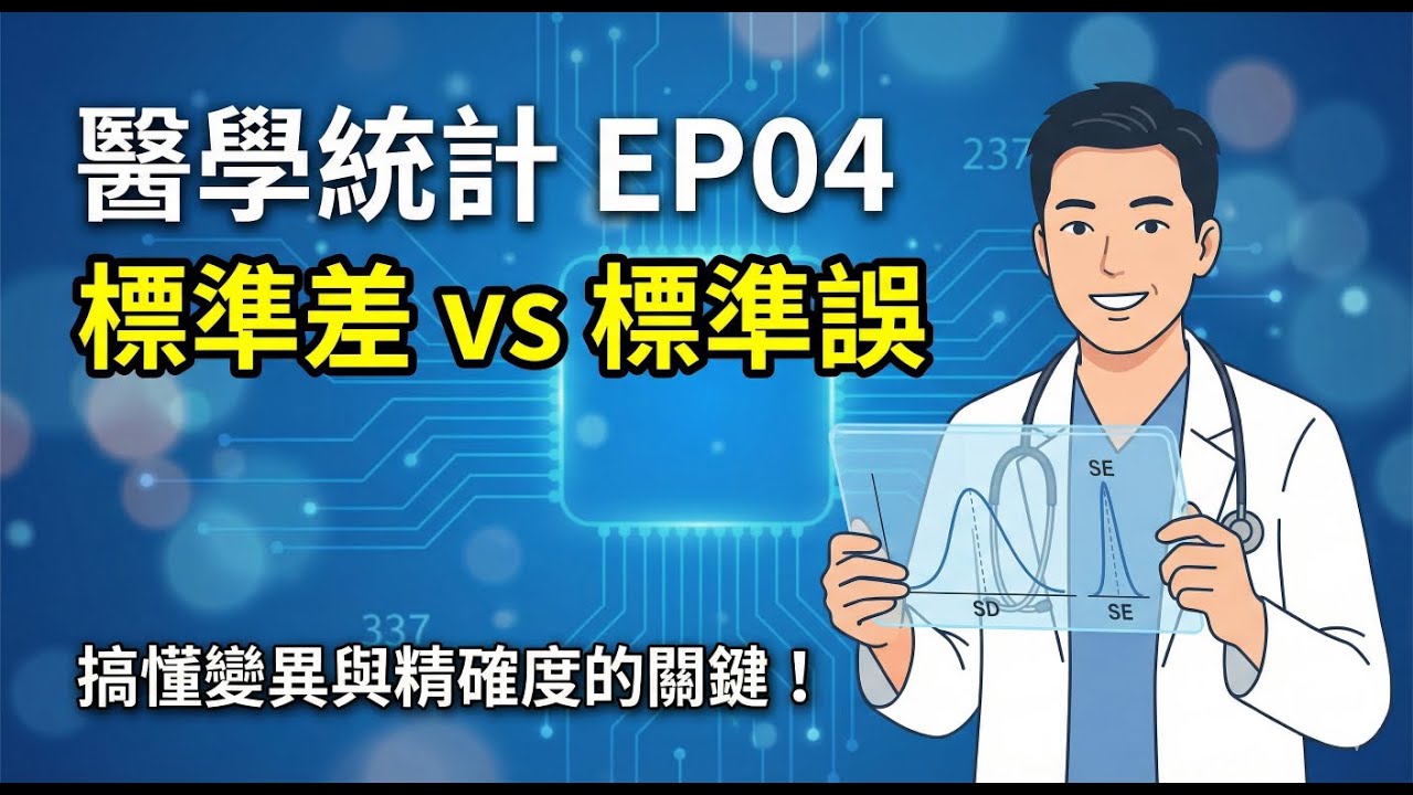 醫學統計 EP04 只看平均值太危險？標準差與標準誤：量化臨床世界的變異與精確度