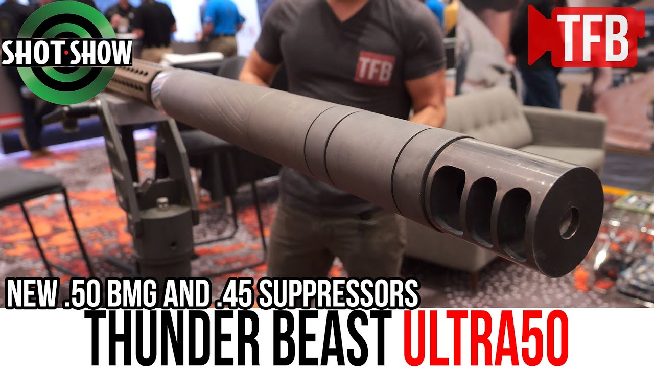 A 50 CAL SUPPRESSOR THE SIZE OF YOUR WHOLE LEG