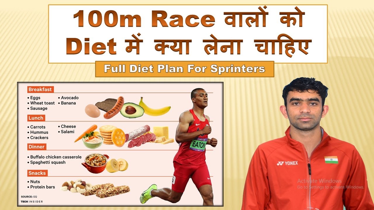 100m  Diet में क्या लेना चाहिए  || Diet Plan For Sprinters In Hindi || #100m Race Tips