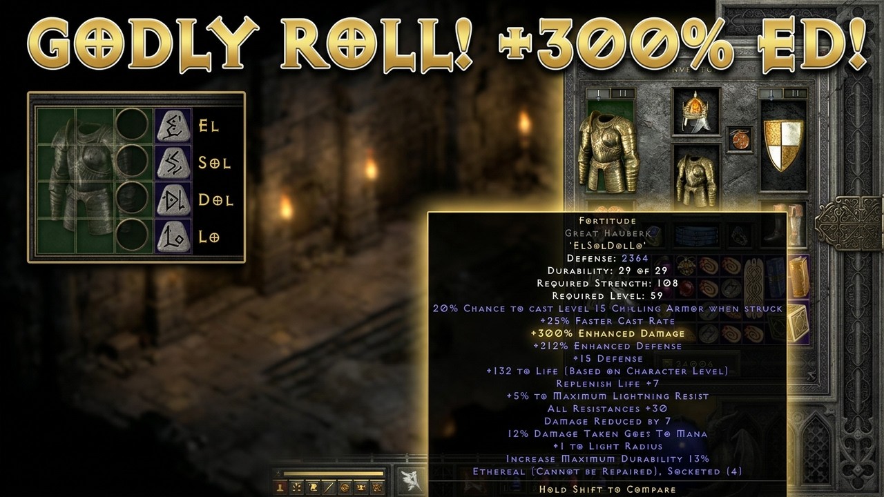INSANE Eth Fortitude in Great Hauberk (D2R) &mdash; High-Def Roll!