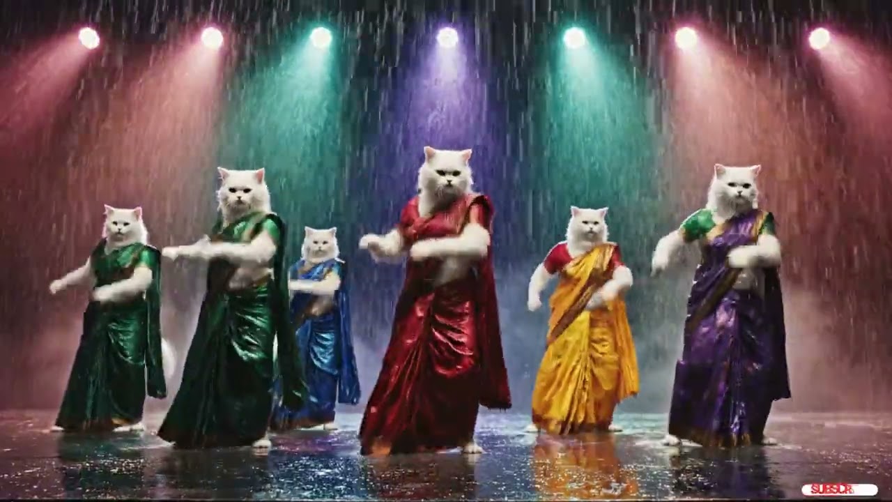 Five Cute Cats Dancing in the Rain Like Humans | Funny & Magical Cat Dance #cat #catdancing #cats