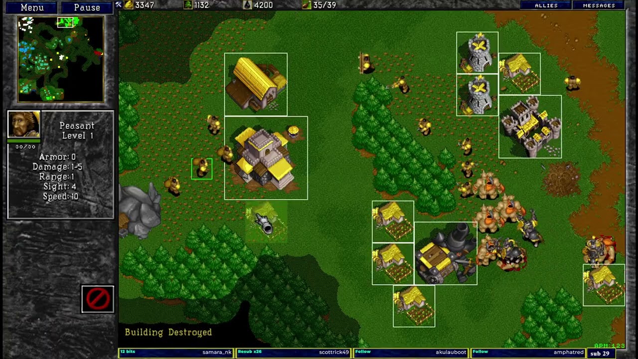 Warcraft 2 classic Garden of War 3v3