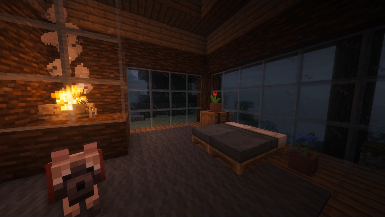 Rainy Night Campfire 🌧️🔥 Minecraft Cozy Shelter (10 Hours • No Music)