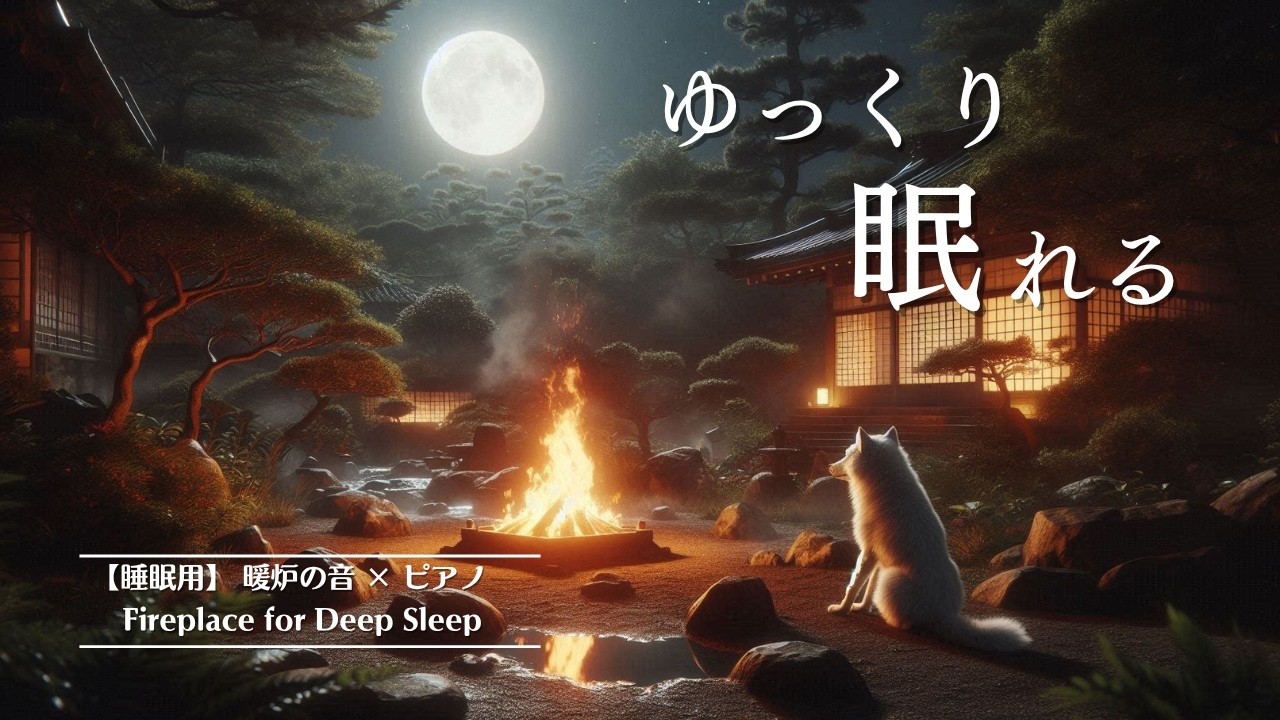 【睡眠用BGM】暖炉の音×ピアノ｜Fireplace for Sleep BGM【8 Hour】