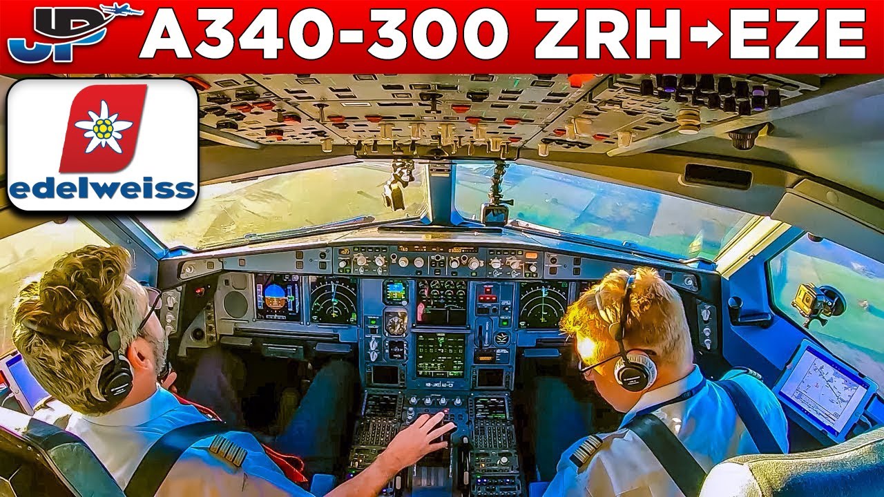Edelweiss A340-300 Cockpit Zurich🇨🇭 to Buenos Aires🇦🇷