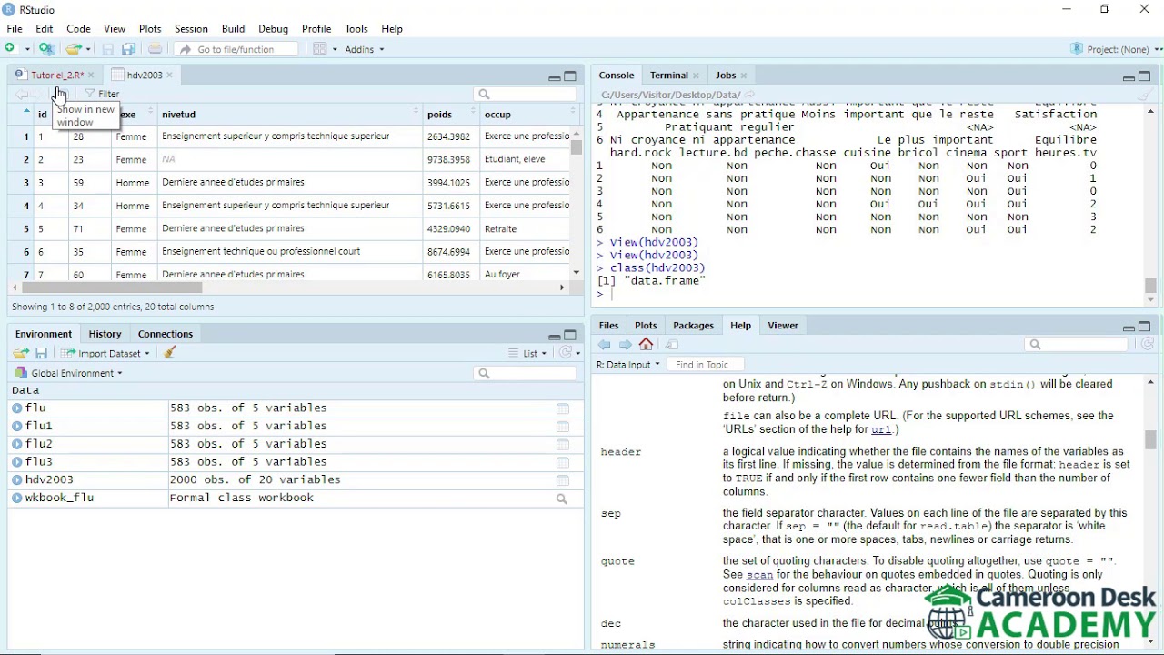 Formation R Cours 12 :Tableau de données (data frame)