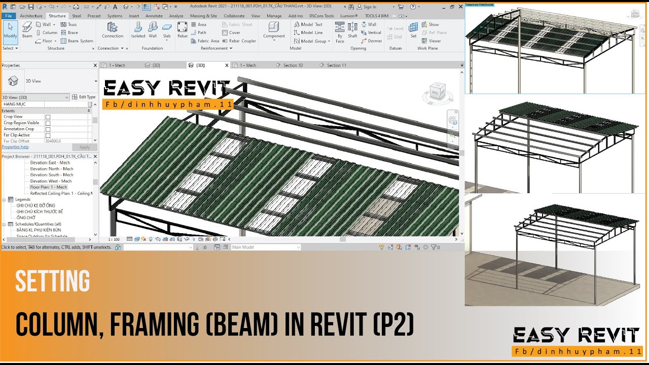SETTING COLUMN, FRAMING (BEAM) IN REVIT (P2)
