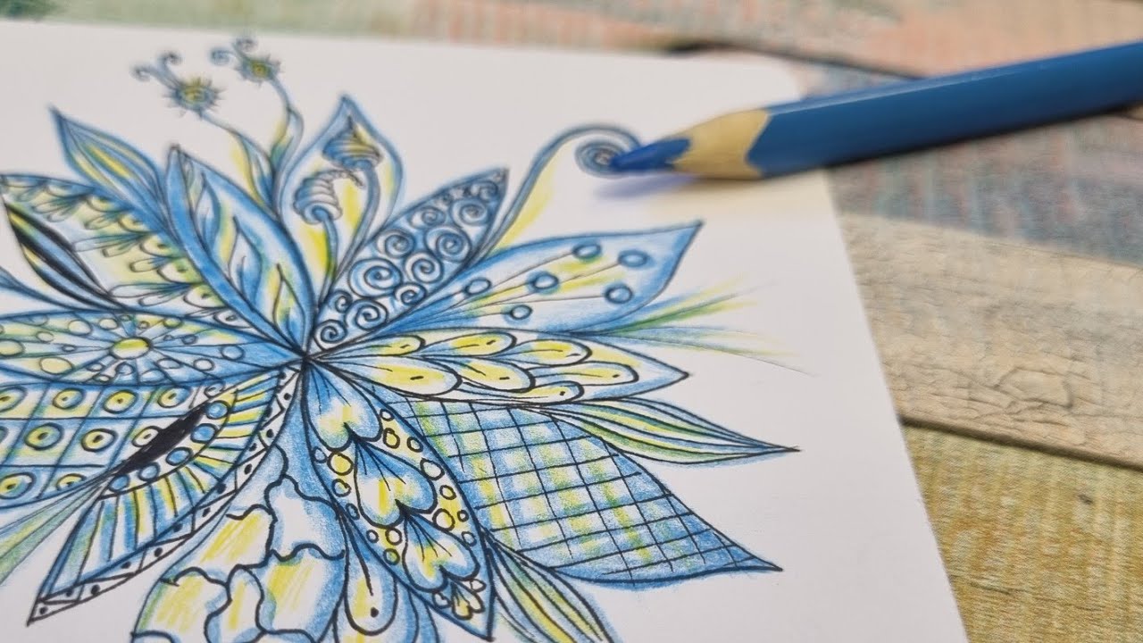 Colored Pencil Drawing Process: Blue Abstract Feather
