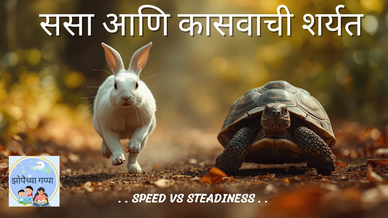 Rabbit and Tortoise | ससा आणि कासव |Marathi Moral story | Kids Story | Bedtime story | मराठी गोष्टी 