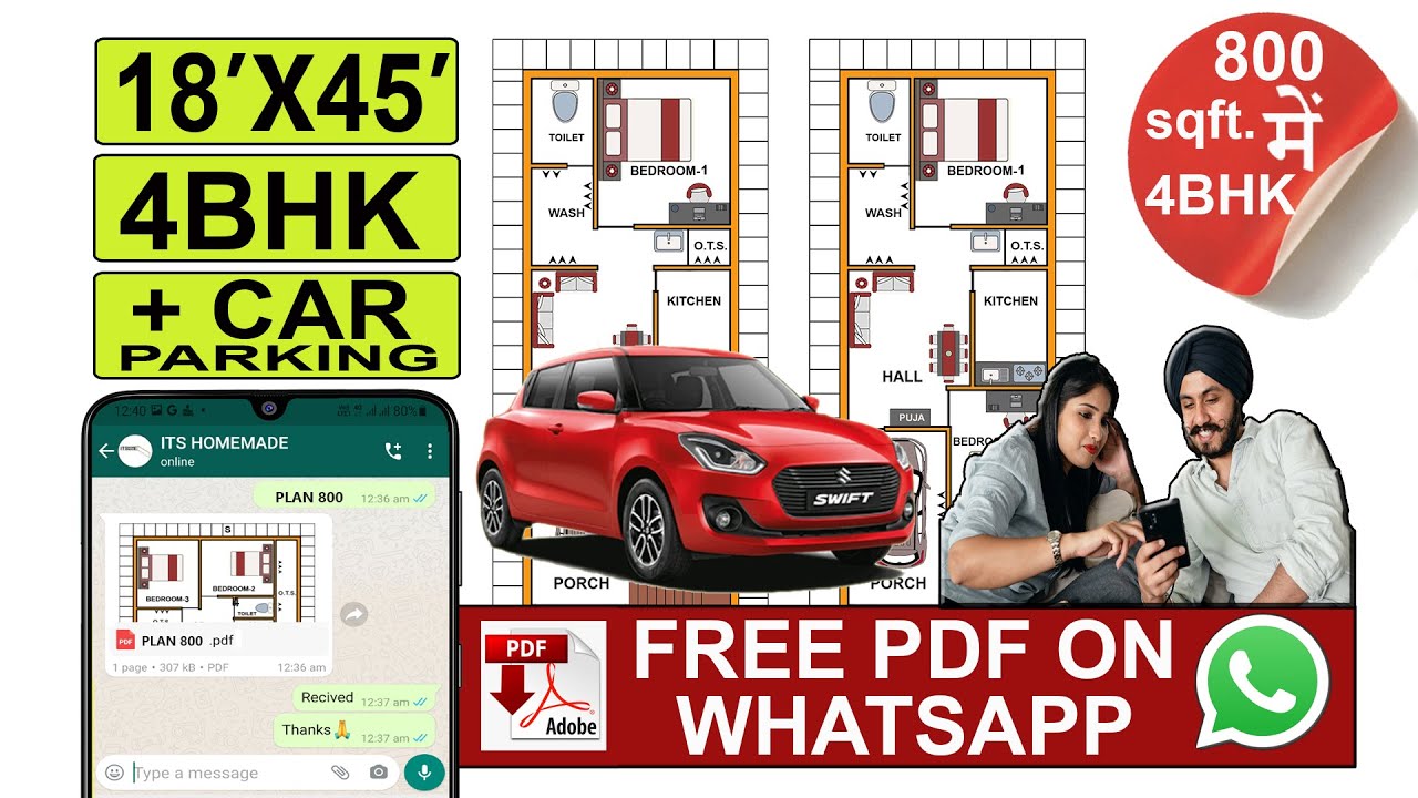 18x45 House Plan | With Car Parking