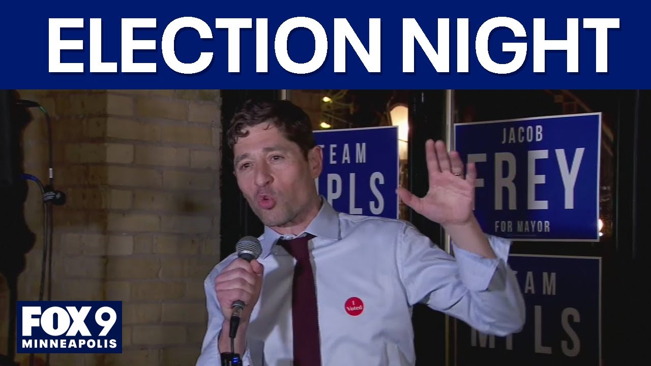 Jacob Frey speaks before crowd of supporters before ranked choice voting second round